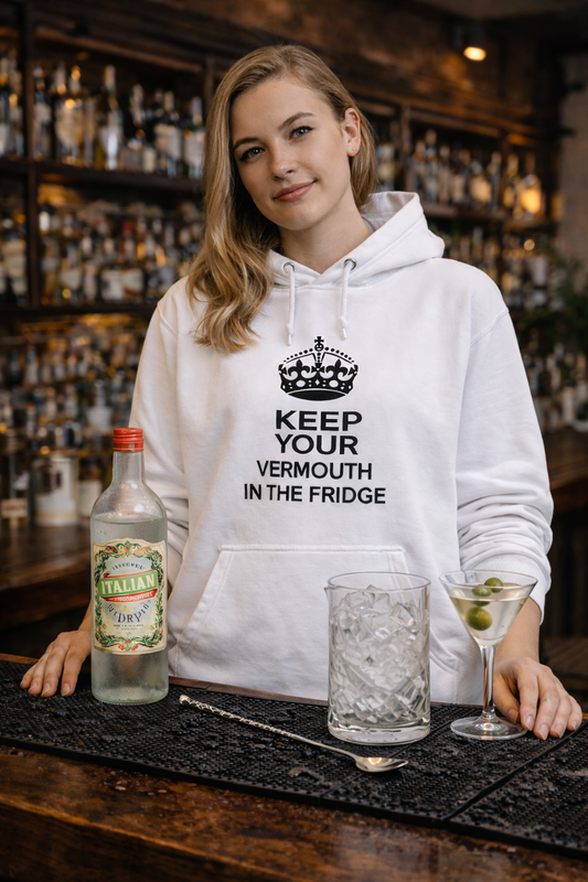 KEEP YOUR VERMOUTH IN THE FRIDGE Hoodie White