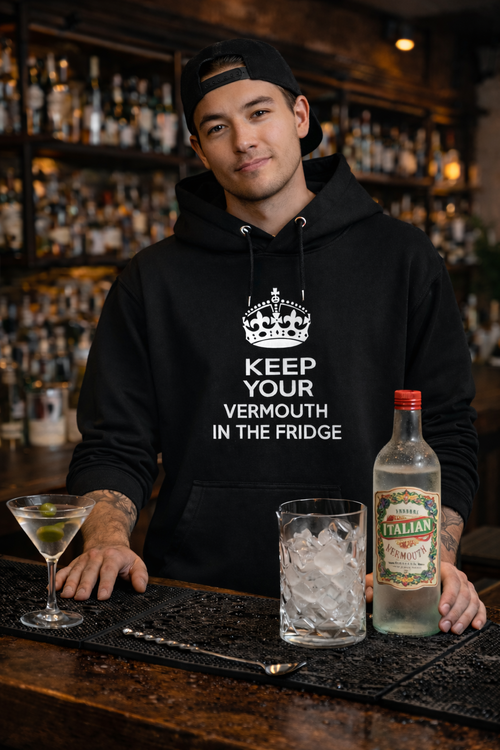 KEEP YOUR VERMOUTH IN THE FRIDGE Hoodie Black