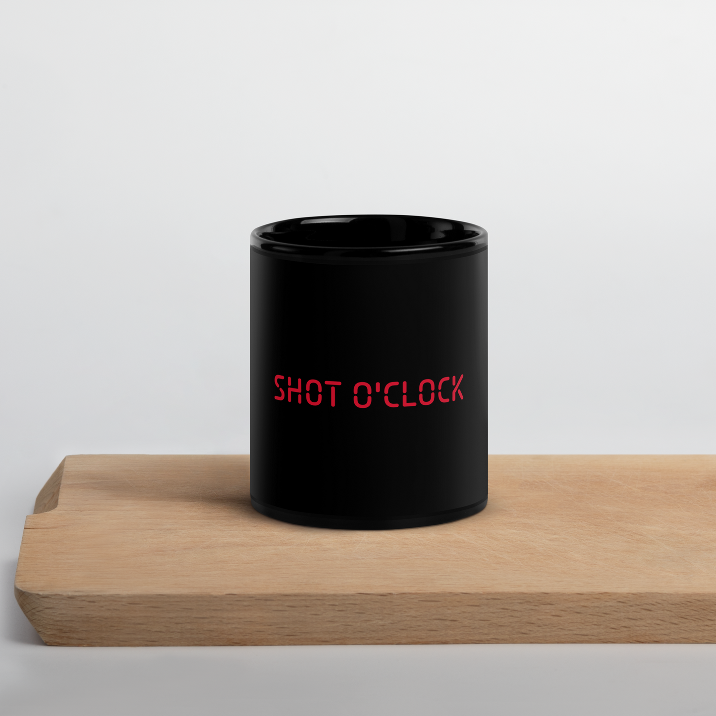 SHOT O'CLOCK Black Glossy Mug